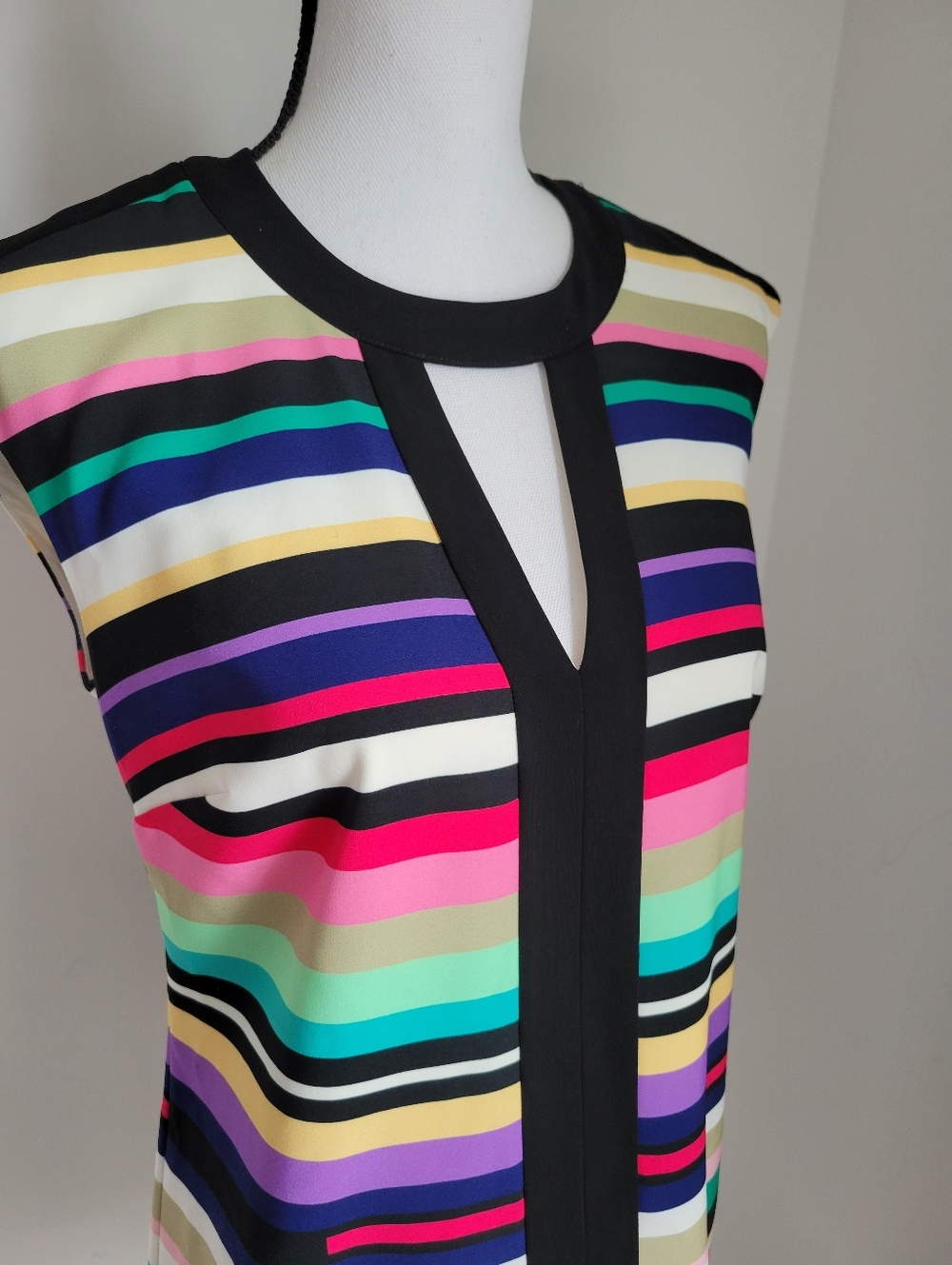 Laundry By Shelli Segal Multicolor Striped Mini Dress with Black Trim 6